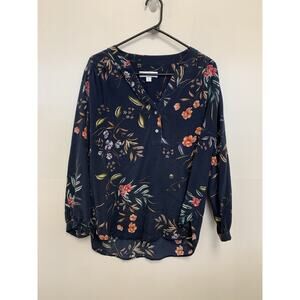 Amour Vert Floral Silk Long Sleeve Size XL